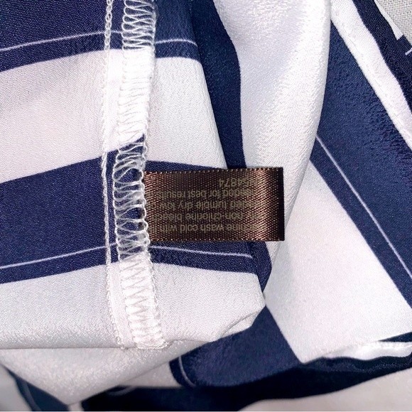 Limited Nautical Blouse Women’s Xl Navy Blue White Stripe Flowy Shirt Beachy Top — image 4 of 5